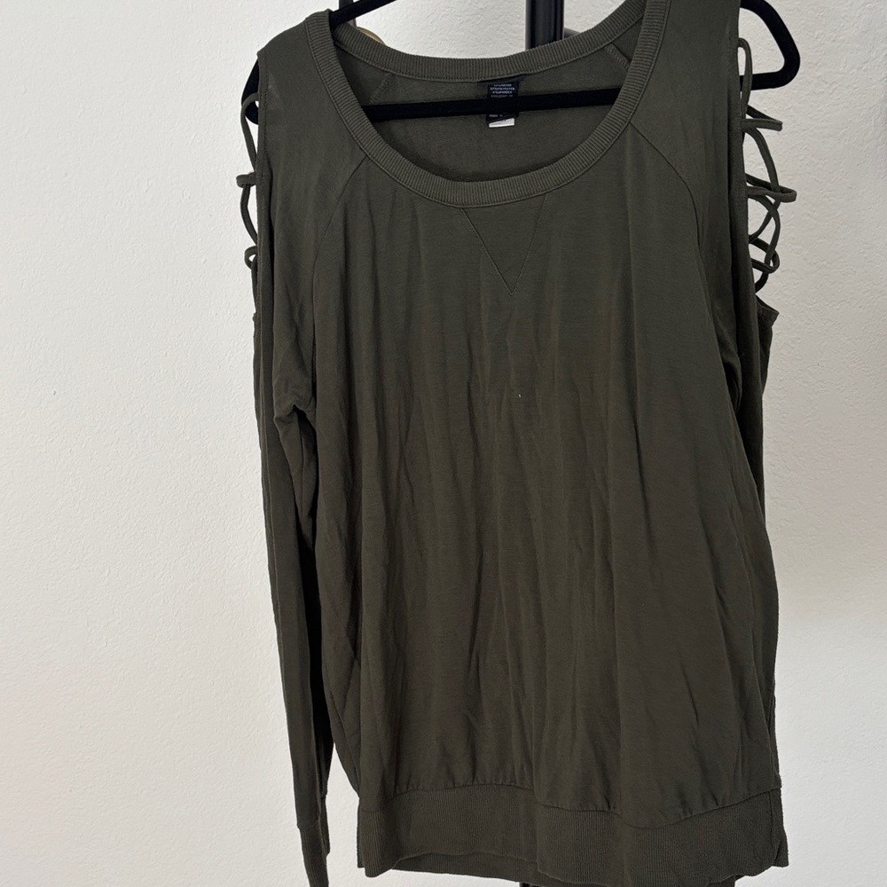 Torrid Olive Cold Shoulder Sweatshirt